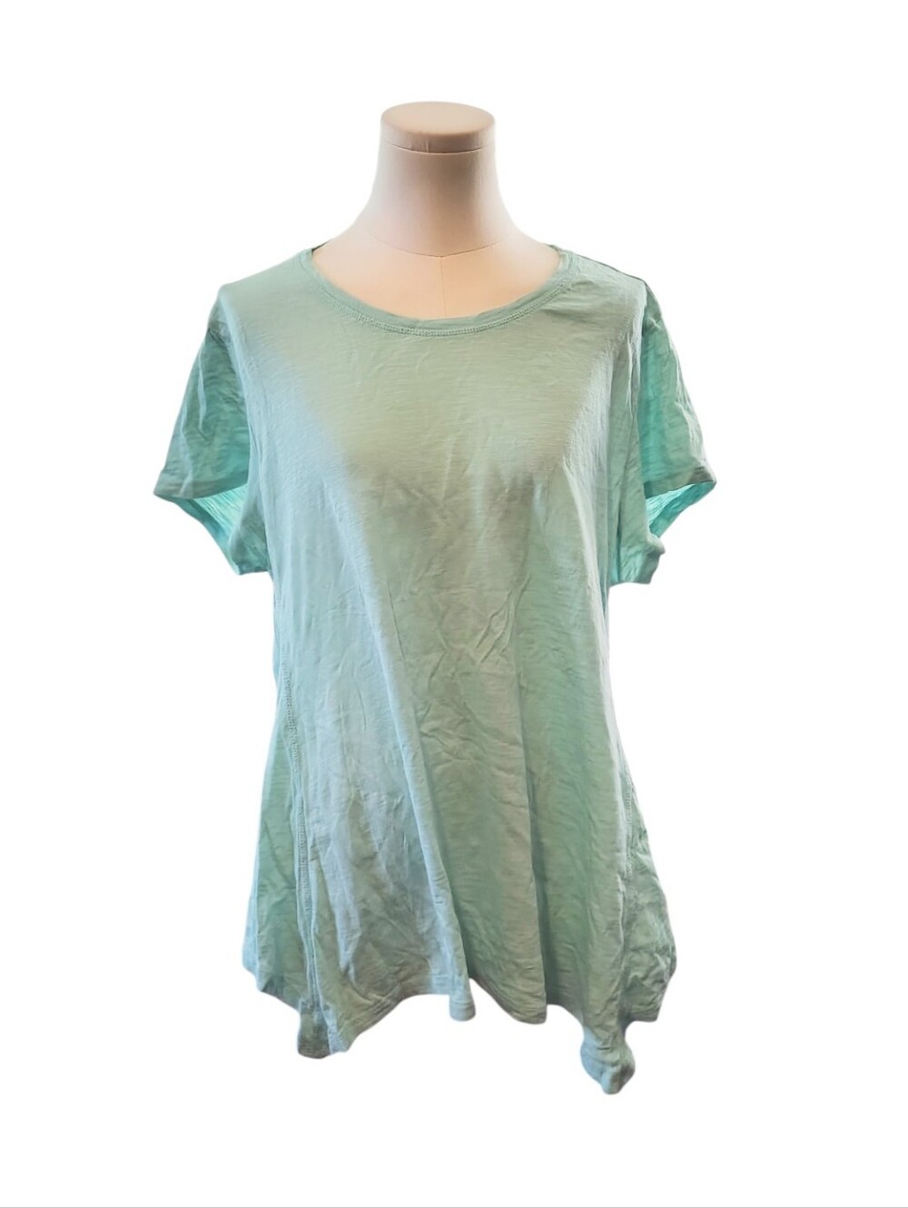 Nwot Style & Co Aqua Blue Asymmetrical Lightweight Hem Size Large